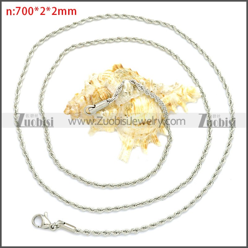 700MM Long 2MM Wide Stainless Steel Rope Chain Neckalce n003097SW2