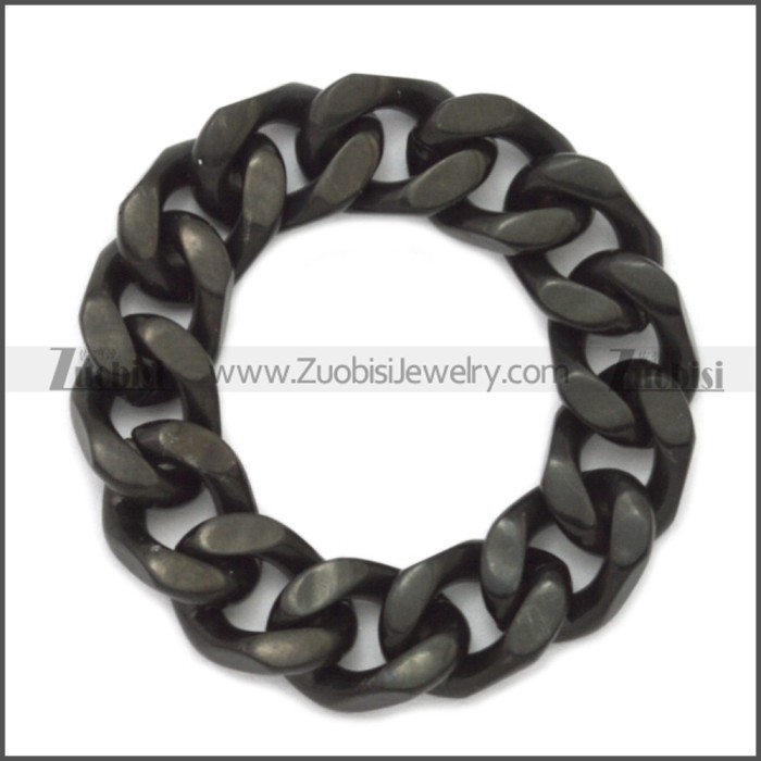Bklack Plated Cuban Chain Stainless Steel Ring r008504H