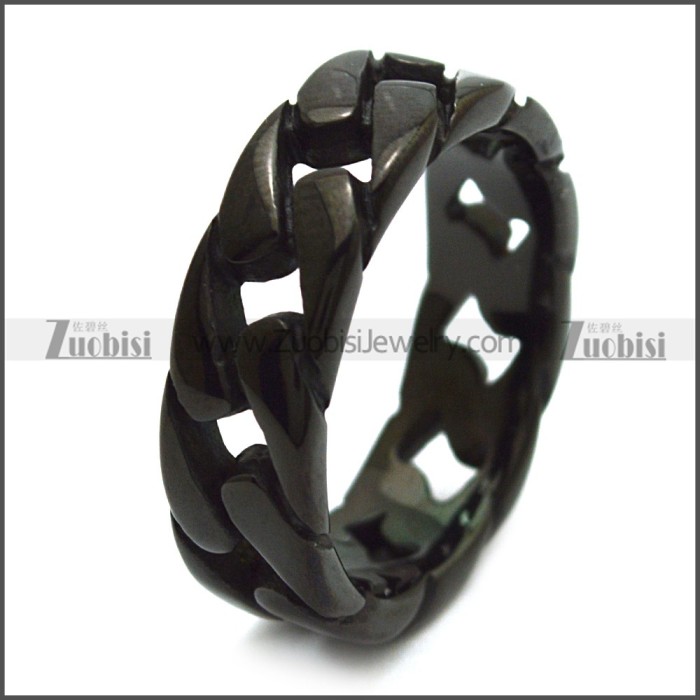 7mm Wide Black Stainless Steel Band Ring r008459H