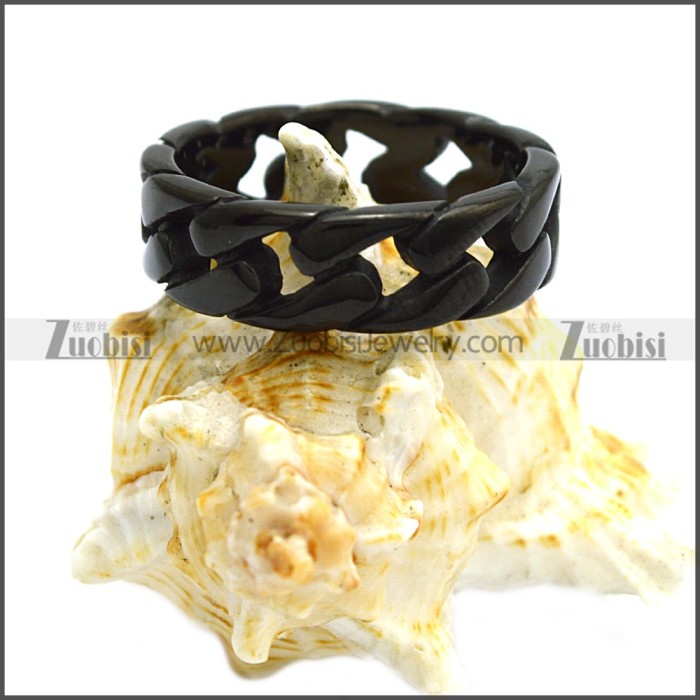 7mm Wide Black Stainless Steel Band Ring r008459H