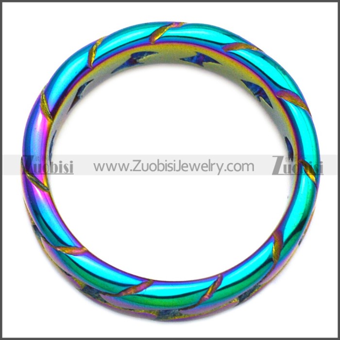 0.70cm Wide Blue Stainless Steel Cuban Link Chain Ring r008459M