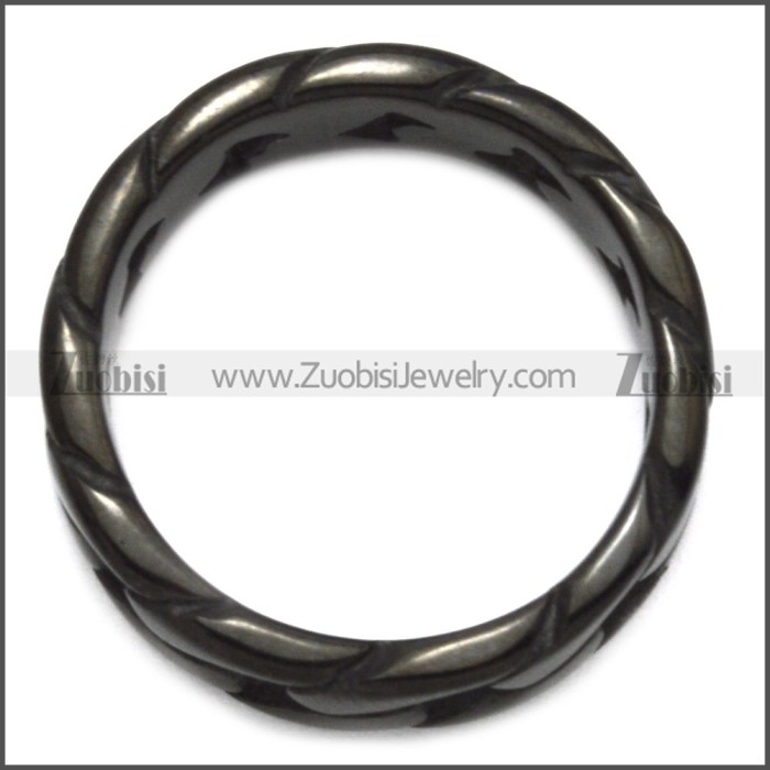 7mm Wide Black Stainless Steel Band Ring r008459H