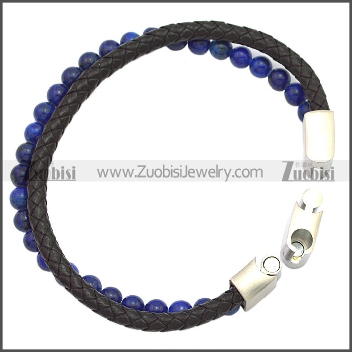 Stainless Steel Leather Bracelet b009812H