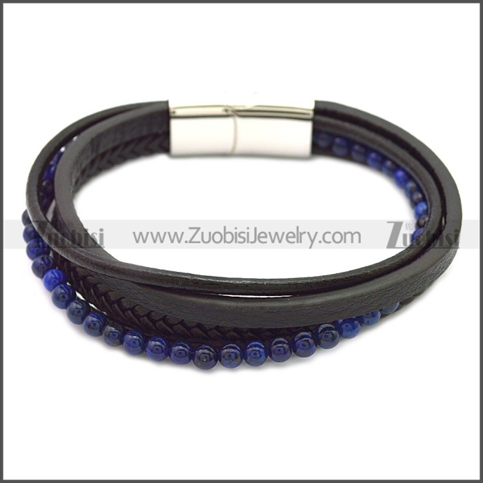 Stainless Steel Leather Bracelet b009807H3