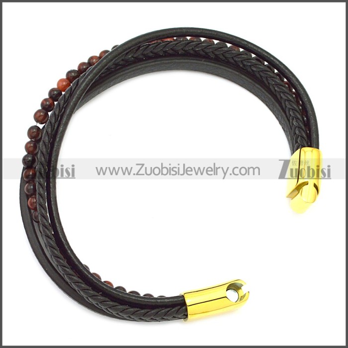 Stainless Steel Leather Bracelet b009807H1