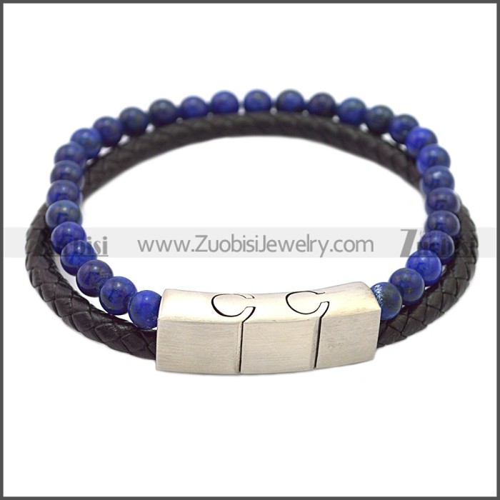 Stainless Steel Leather Bracelet b009812H
