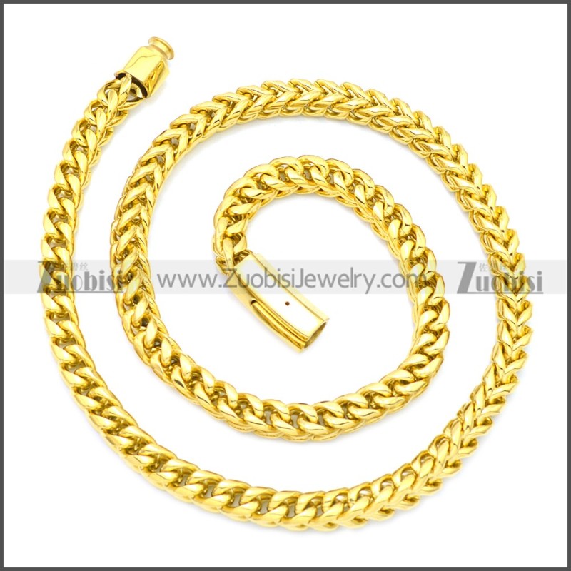 600MM Long 18K Gold Plated Stainless Steel Franco Chain Necklace n003132G
