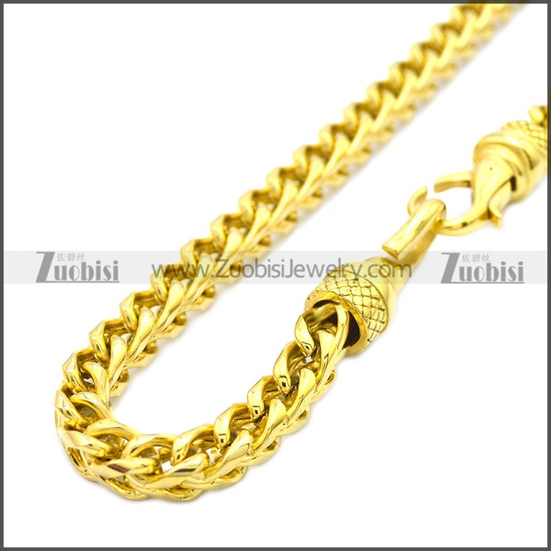 60CM Long 0.6CM Wide Gold Plating Stainless Steel Franco Chain Necklace n003131G