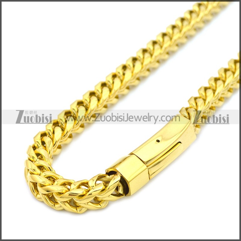 600MM Long 18K Gold Plated Stainless Steel Franco Chain Necklace n003132G