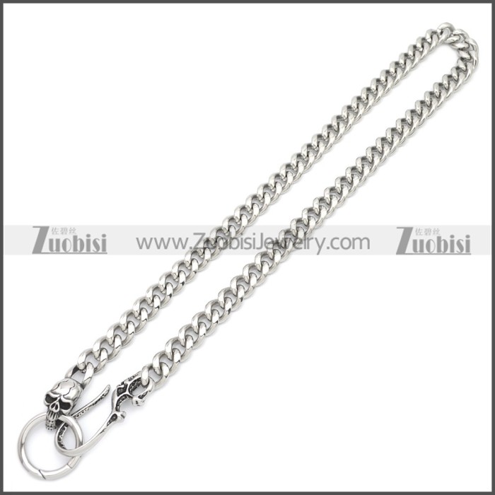 Stainless Steel Jean Chain w Skull Clasp for Mens y000061S