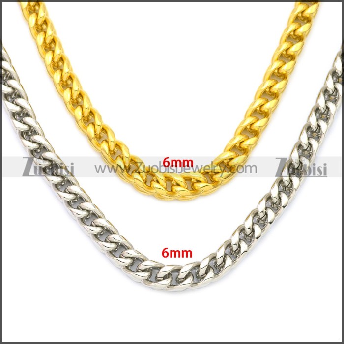 6MM Silver Stainless Steel Franco Chain Necklace n003130S