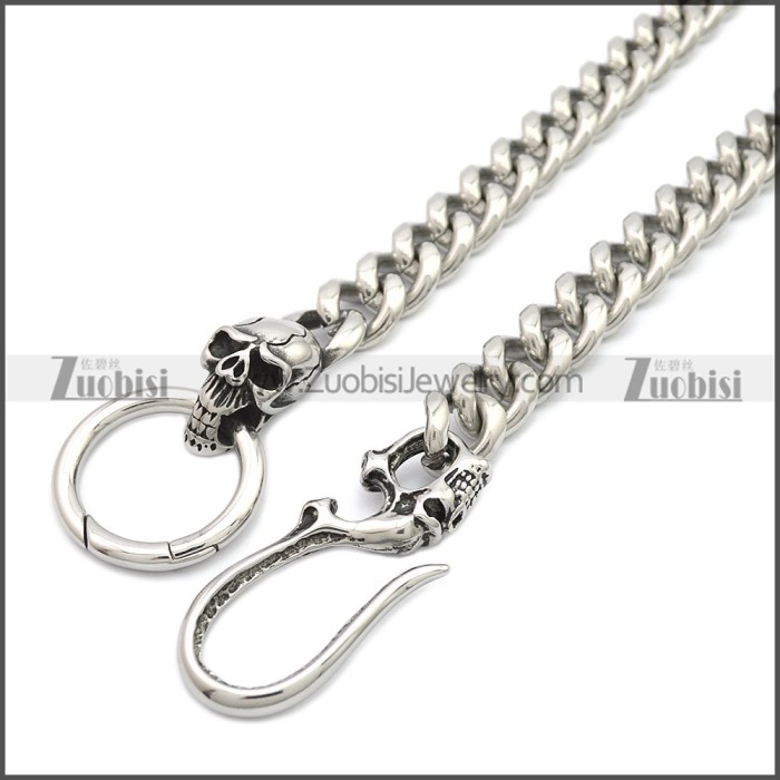 Stainless Steel Jean Chain w Skull Clasp for Mens y000061S