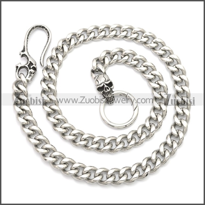 Stainless Steel Jean Chain w Skull Clasp for Mens y000061S