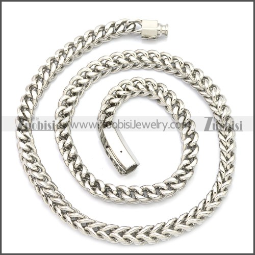 600mm Long 8mm Wide Stainless Steel Franco Chain Necklace n003132S