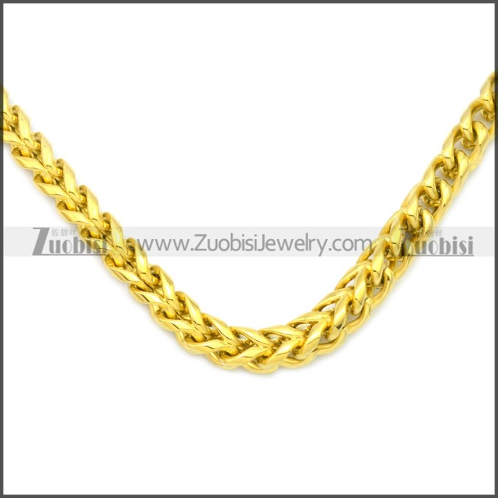 60CM Long 0.6CM Wide Gold Plating Stainless Steel Franco Chain Necklace n003131G