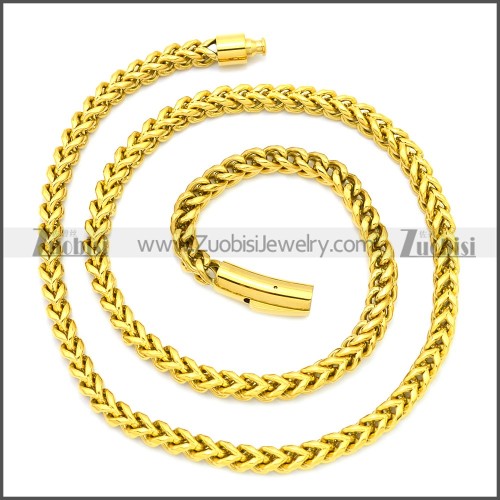 60CM Long Real Gold Plated Stainless Steel Franco Chain Necklace n003129GW8