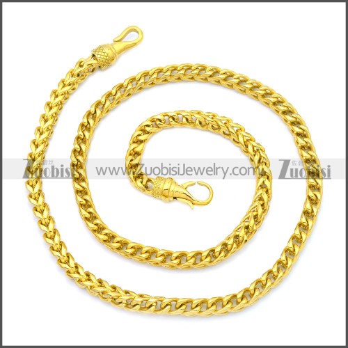 60CM Long 0.6CM Wide Gold Plating Stainless Steel Franco Chain Necklace n003131G