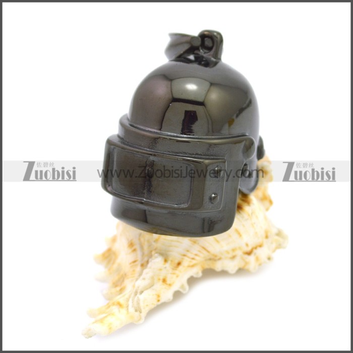 Black Stainless Steel Solderer Helmet Pendant p010706H