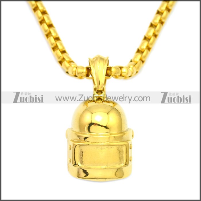 Gold Plating Welder Helmet Pendant p010706G