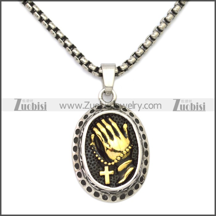 Stainless Steel Christian Praying Hands Pendant p010693SHG