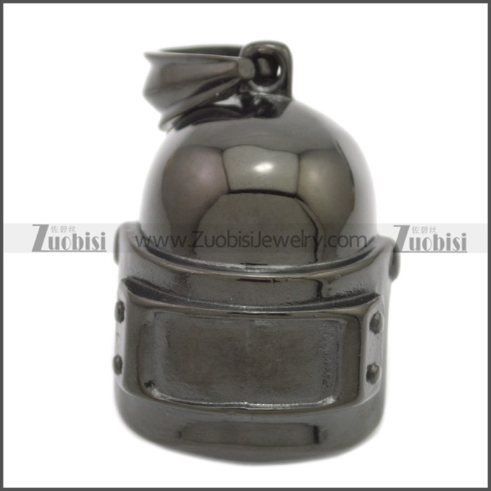 Black Stainless Steel Solderer Helmet Pendant p010706H
