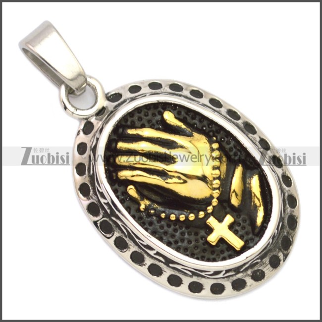 Stainless Steel Christian Praying Hands Pendant p010693SHG