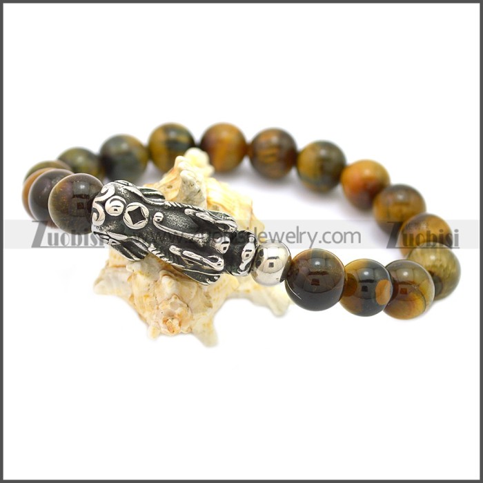 3D Pixiu Charm Tiger Eye Stone Bracelet b009868SH1
