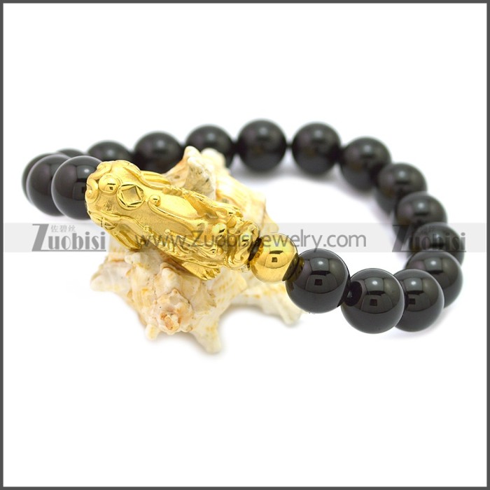 24K Gold Plated Stainless Steel Piyao Charm Bracelet b009868G2