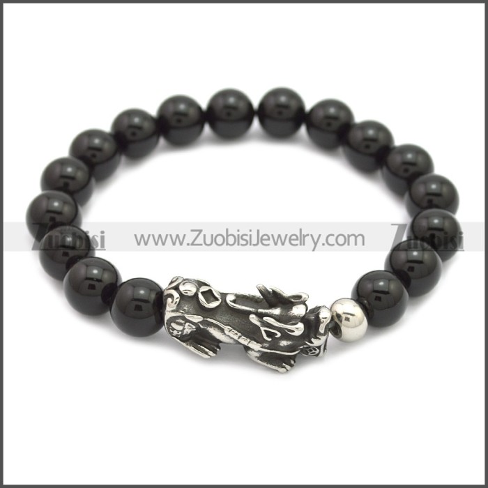 Lucky Money Black Agate Beads Pixiu Feng Shui Bracelet b009868SH2