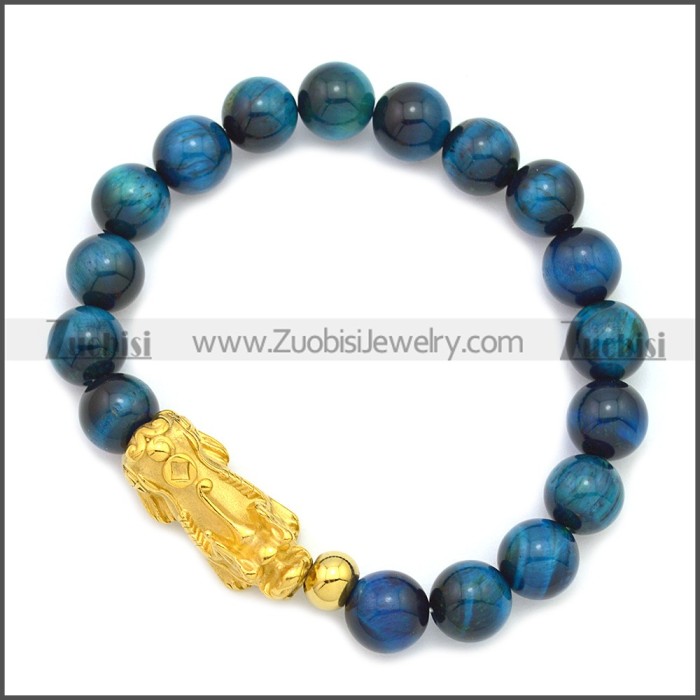 Golden Stainless Steel Pixiu Charm Bracelet b009868G4