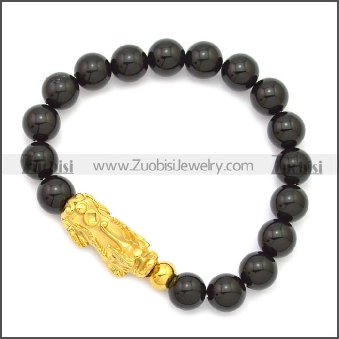 24K Gold Plated Stainless Steel Piyao Charm Bracelet b009868G2