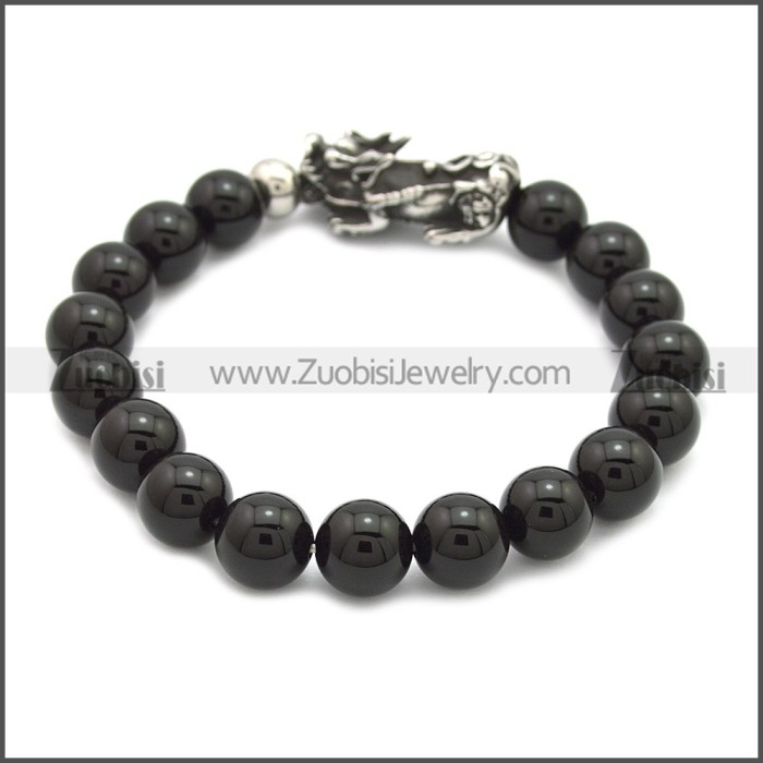 Lucky Money Black Agate Beads Pixiu Feng Shui Bracelet b009868SH2