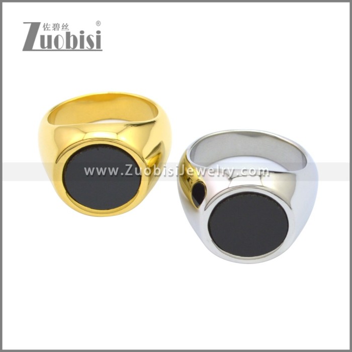 18K Gold PVD Non-tarnish Stainless Steel Stone Signet Ring r008719GH