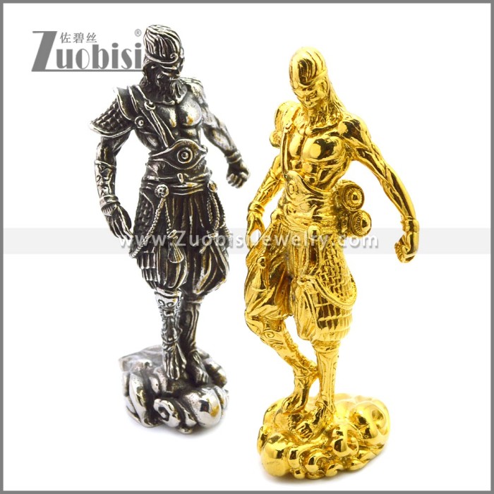Monkey King Figurine Sun Wukong Figures Statue in Gold Plating Stainless Steel a001014G