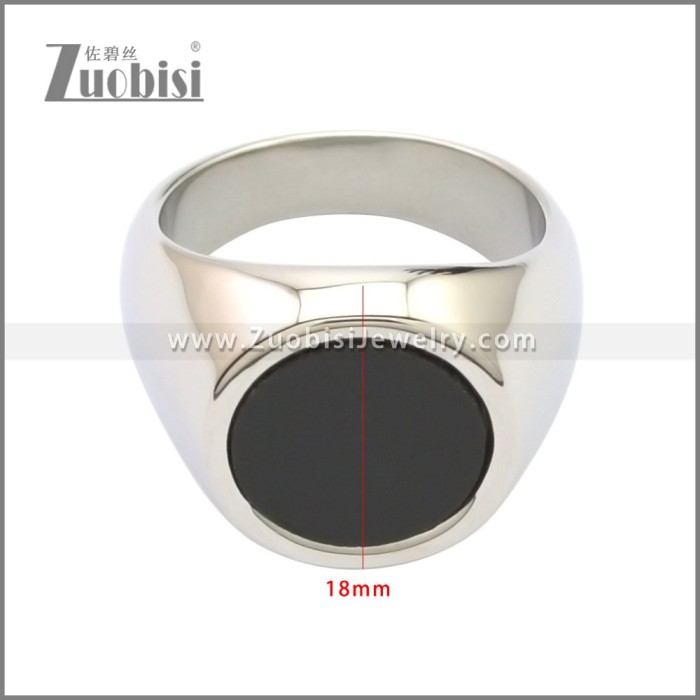 Black Stone Stainless Steel Signet Ring r008719SH