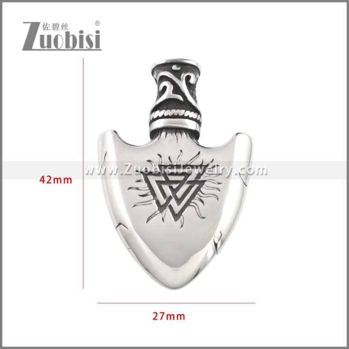 Compass Viking Shield Pendant p010900SA