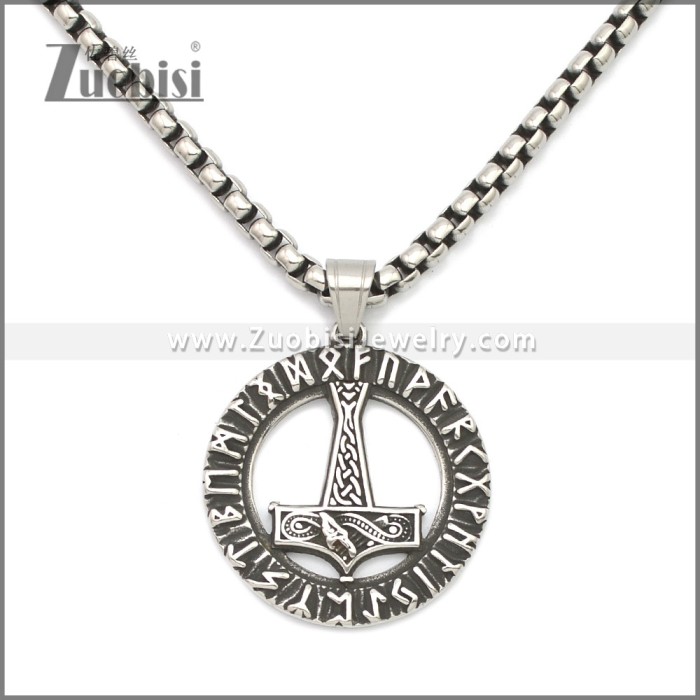 Mens Stainless Steel Mjolnir Viking Thor's Hammer Pendant p010872SA