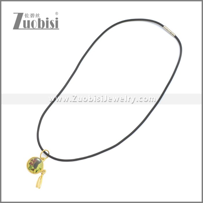 Rubber Necklace W Stainless Steel Clasp n003195HG