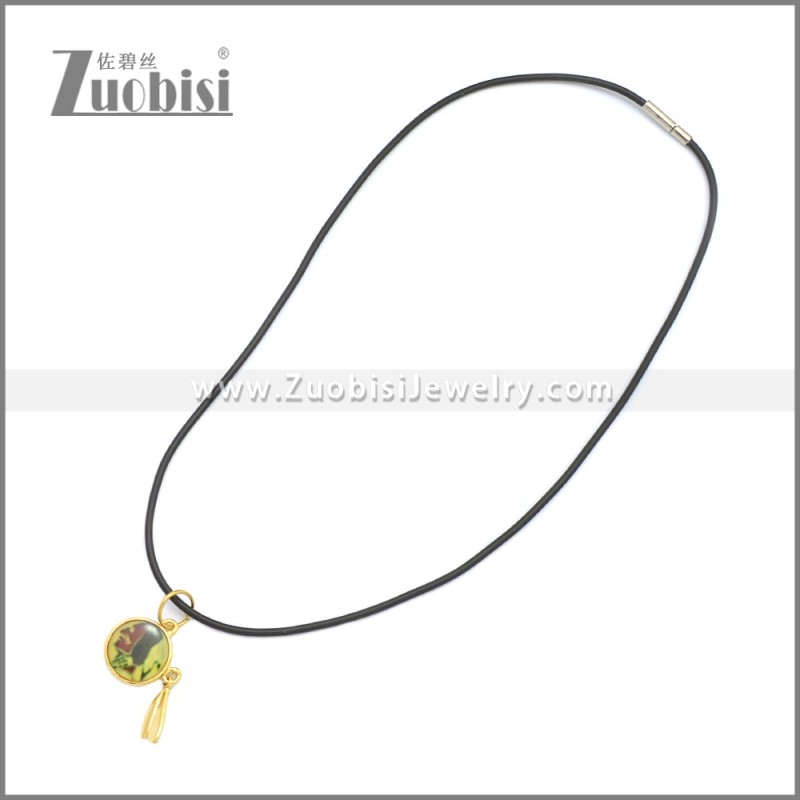 Rubber Necklace W Stainless Steel Clasp n003195HG