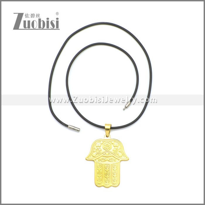 Rubber Necklace W Stainless Steel Clasp n003176HG2