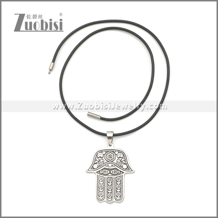 Rubber Necklace W Stainless Steel Clasp n003176HS2