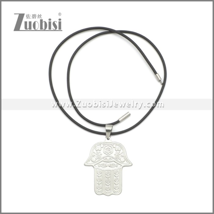 Rubber Necklace W Stainless Steel Clasp n003176HS1