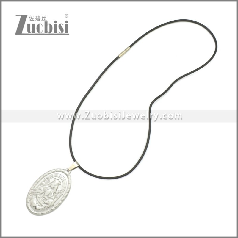 Rubber Necklace W Stainless Steel Clasp n003174HS1