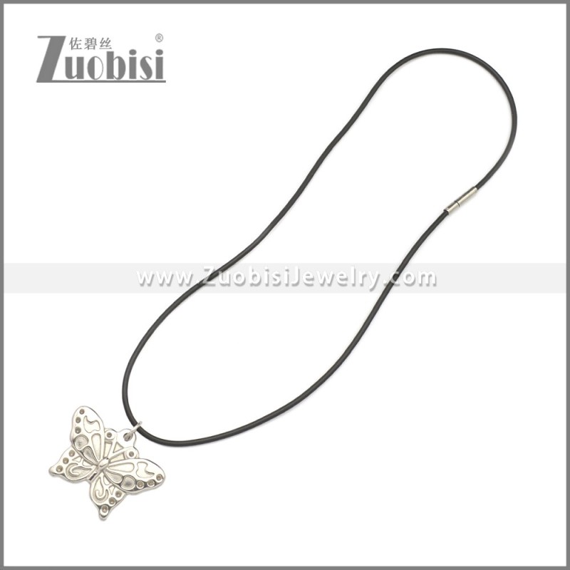 Rubber Necklace W Stainless Steel Clasp n003183HS