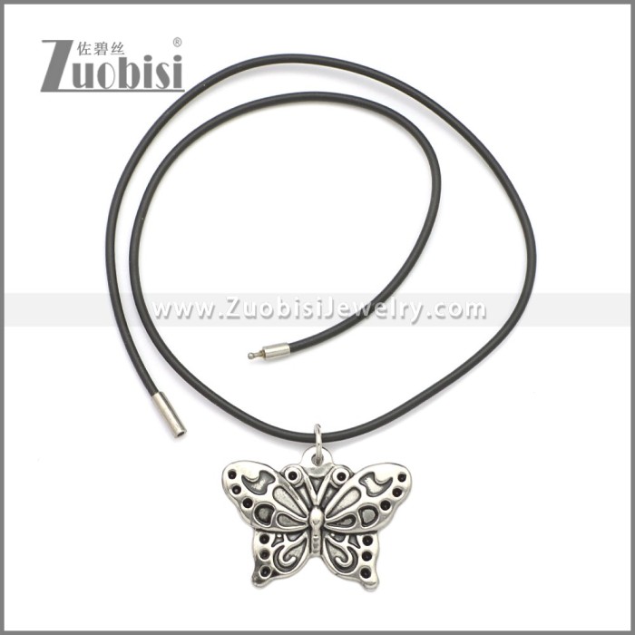 Rubber Necklace W Stainless Steel Clasp n003183HA