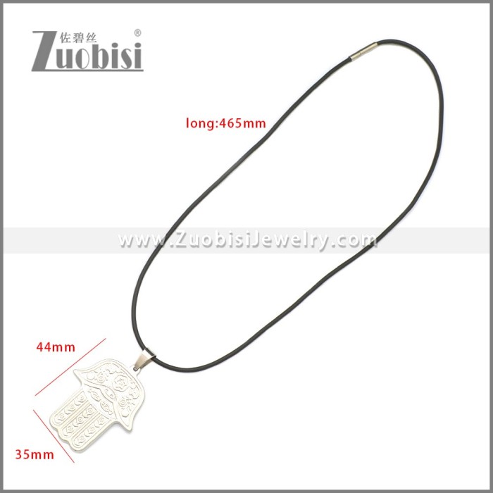 Rubber Necklace W Stainless Steel Clasp n003176HS1