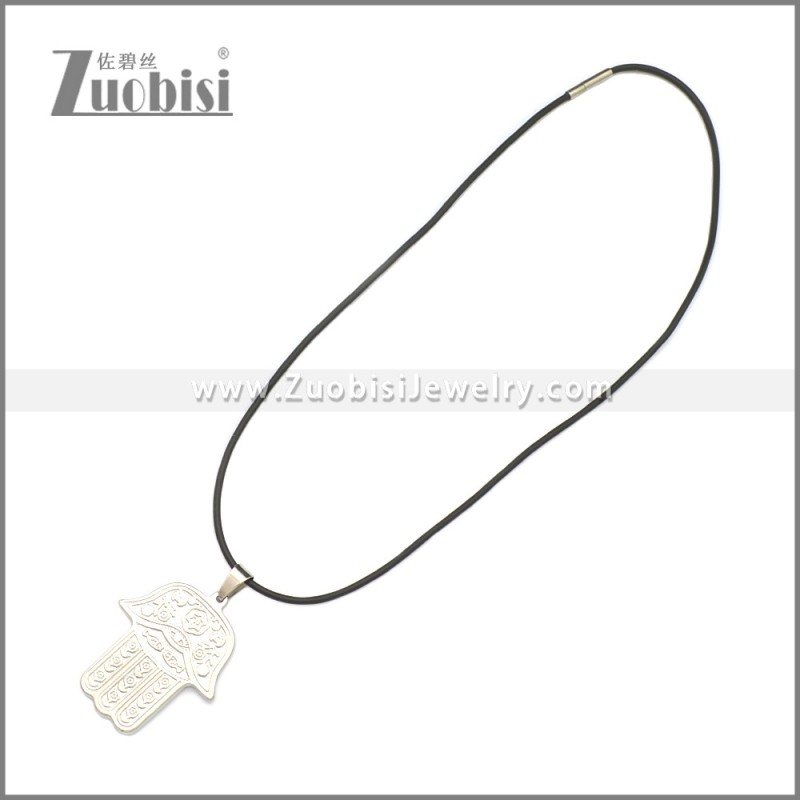 Rubber Necklace W Stainless Steel Clasp n003176HS1