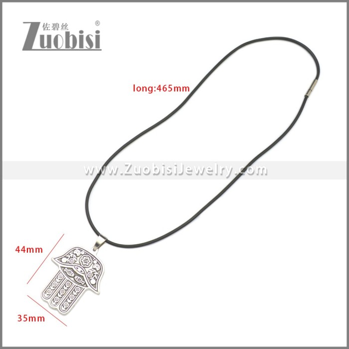 Rubber Necklace W Stainless Steel Clasp n003176HS2