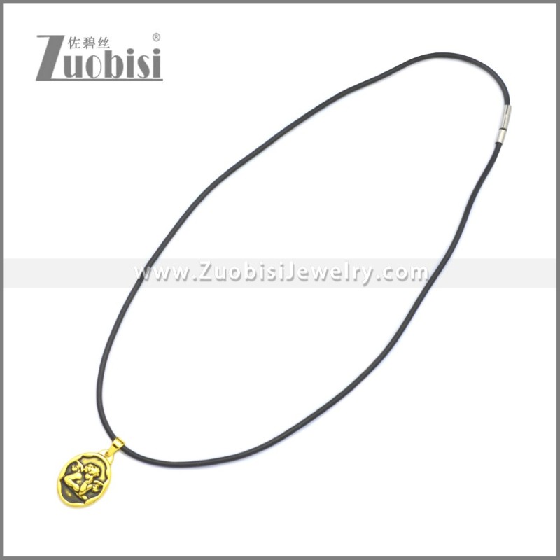 Rubber Necklace W Stainless Steel Clasp n003184HG