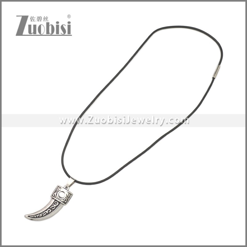 Rubber Necklace W Stainless Steel Clasp n003175HS1